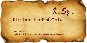 Kloiber Szofrónia névjegykártya